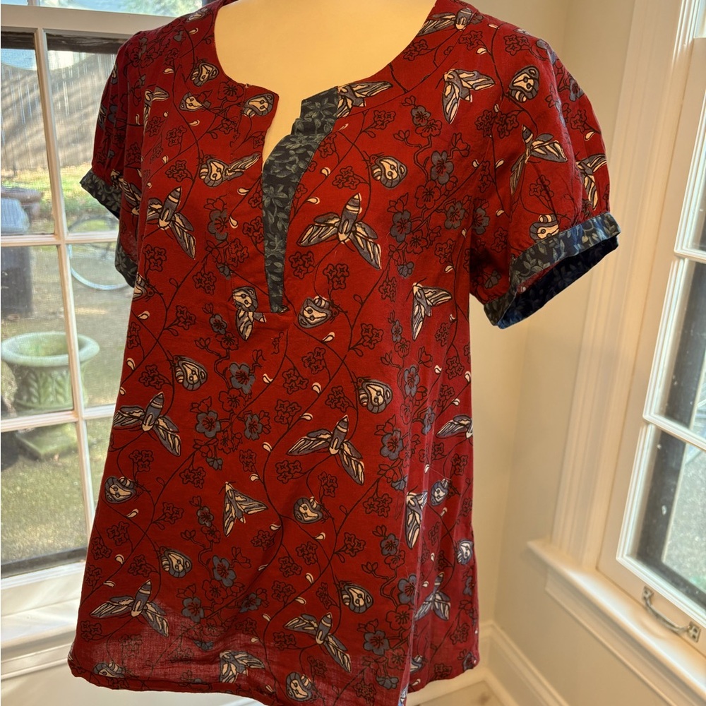 April Cornell moth fabric blouse or tunic medium